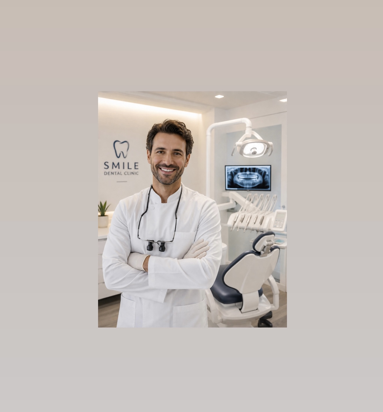 Dentista sorridente nella clinica Smile Dental Clinic — progetto Luce Web Agency